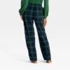 Women's Plaid Microfleece Holiday Matching Family Pajama Pants - Wondershop™ Navy Blue