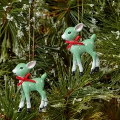 2ct Retro Small Deer Christmas Tree Ornament Set - Wondershop™