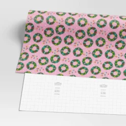 30” 20 Sq Ft Christmas Roll Wrap Happy Holidays And Wreaths On Pink - Wondershop™ -Wondershop Sales GUEST 9337253a 64b5 4eb4 8886 61d32306ba1e