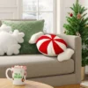 28" Christmas Peppermint Shaped Pillow Red/White - Wondershop™