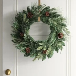 24" Christmas Unlit Icy/Glitter Pinecones Mixed Green Wreath - Wondershop™