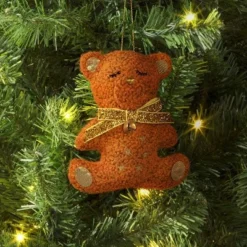 5" Christmas Fabric Teddy Faux Shearling Ornament - Wondershop™