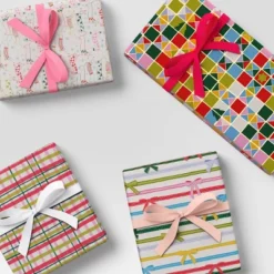 4 Pk Christmas Velvet Ribbon Pink/White Luxe - Wondershop™