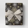 30” 25 Sq Ft Christmas Roll Wrap Gold/White Snowflakes On Black - Wondershop™