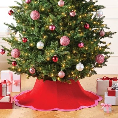 Christmas Tree Stand Collar With Scalloped Satin Edge Red/Pink - Wondershop™ 1 Christmas Tree Stand Collar With Scalloped Satin Edge Red/Pink - Wondershop™
