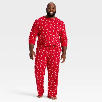 Men's Santa Print Ribbed Holiday Matching Family Pajama Pants - Wondershop™ Red 2 Men's Santa Print Ribbed Holiday Matching Family Pajama Pants - Wondershop™ Red - Image 2