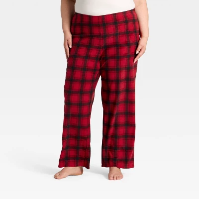 Women's Plaid Microfleece Holiday Matching Family Pajama Pants - Wondershop™ Red/Black 5 Women's Plaid Microfleece Holiday Matching Family Pajama Pants - Wondershop™ Red/Black - Image 5