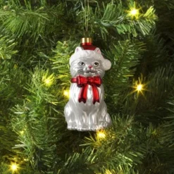 Christmas Glass Cat Santa Hat Ornament - Wondershop™