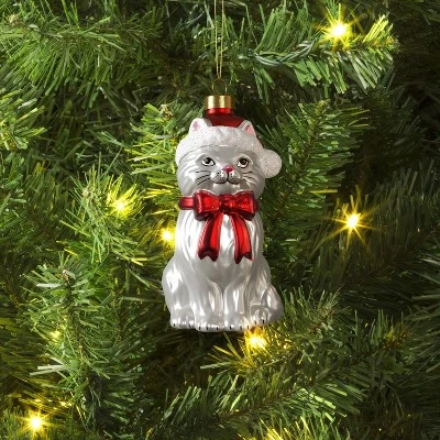 Christmas Glass Cat Santa Hat Ornament - Wondershop™ 1 Christmas Glass Cat Santa Hat Ornament - Wondershop™