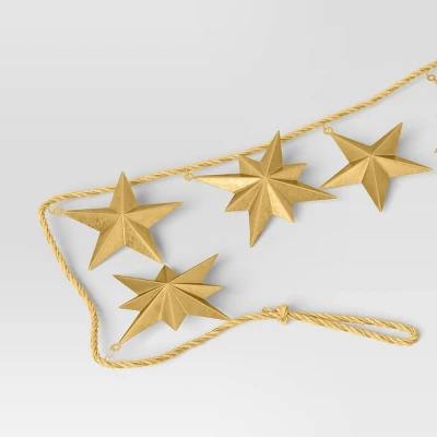 72" Christmas Gold Star Garland - Wondershop™ 2 72" Christmas Gold Star Garland - Wondershop™ - Image 2