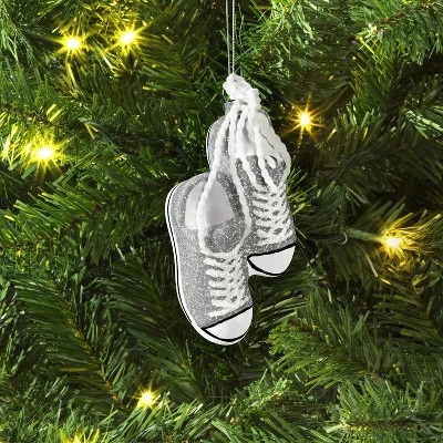 5.31" Christmas Glass Silver Shoes Ornament - Wondershop™ 1 5.31" Christmas Glass Silver Shoes Ornament - Wondershop™