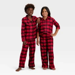 Kids' Plaid Long Sleeve Shirt And Pants Holiday Matching Family Pajama Set - Wondershop™ Red/Black -Wondershop Sales GUEST b4b78934 020c 4302 834a 52c912929d63