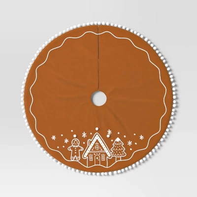 48" Christmas Gingerbread Scene Tree Skirt Brown - Wondershop™ 3 48" Christmas Gingerbread Scene Tree Skirt Brown - Wondershop™ - Image 3