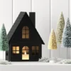 9" Lit Metal House Christmas Village Building - Wondershop™ Black: Battery-Powered Indoor Decorative Object