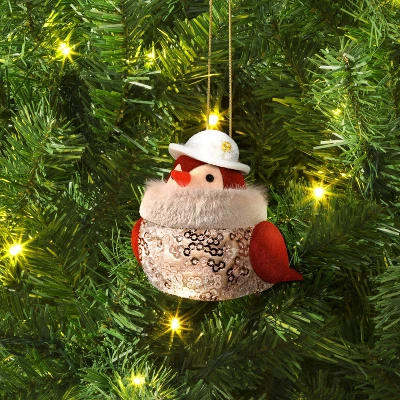 Christmas Featherly Friends Ornament White Hat - Wondershop™ 1 Christmas Featherly Friends Ornament White Hat - Wondershop™