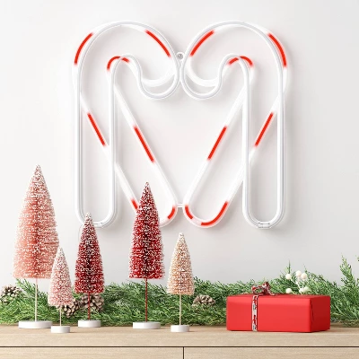 LED Animated Christmas Neon Candy Canes Forming Heart Hangable Sign White/Red - Wondershop™ 1 LED Animated Christmas Neon Candy Canes Forming Heart Hangable Sign White/Red - Wondershop™