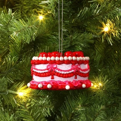 Christmas Resin Heart Cake Ornament Pink/Red - Wondershop™ 1 Christmas Resin Heart Cake Ornament Pink/Red - Wondershop™