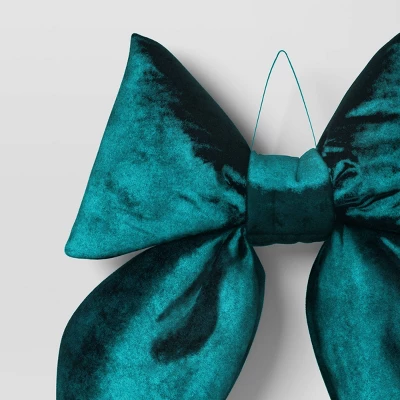 12" Christmas Velvet Bow Decor Teal - Wondershop™ 2 12" Christmas Velvet Bow Decor Teal - Wondershop™ - Image 2