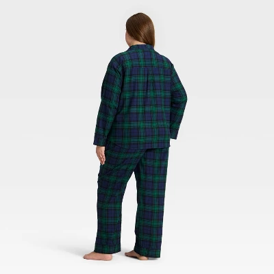Women's Plaid Flannel Long Sleeve Shirt And Pants Holiday Matching Family Pajama Set - Wondershop™ Navy Blue 1 Women's Plaid Flannel Long Sleeve Shirt And Pants Holiday Matching Family Pajama Set - Wondershop™ Navy Blue