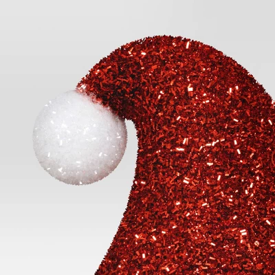 10" Tinsel Santa Hat Christmas Tree Topper Red/White - Wondershop™ 2 10" Tinsel Santa Hat Christmas Tree Topper Red/White - Wondershop™ - Image 2