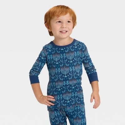 Toddler Hanukkah Ribbed Long Sleeve Shirt And Pants Holiday Matching Family Pajama Set - Wondershop™ Blue 2 Toddler Hanukkah Ribbed Long Sleeve Shirt And Pants Holiday Matching Family Pajama Set - Wondershop™ Blue - Image 2