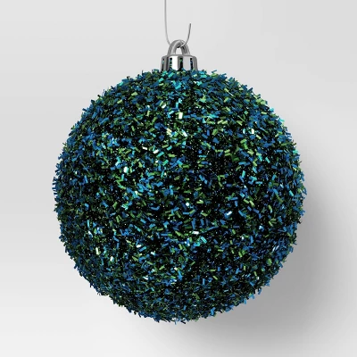 9ct Christmas Tinsel Ball Ornament Set Blue Green - Wondershop™ 3 9ct Christmas Tinsel Ball Ornament Set Blue Green - Wondershop™ - Image 3