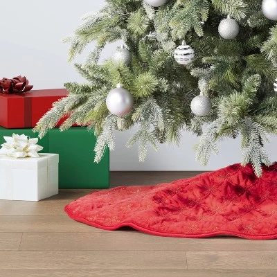 48" Christmas Embroidered Bow Velvet Tree Skirt Red - Wondershop™ 1 48" Christmas Embroidered Bow Velvet Tree Skirt Red - Wondershop™