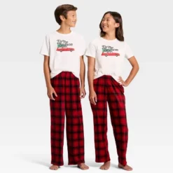 Kids' Plaid Microfleece Holiday Matching Family Pajama Pants - Wondershop™ Red/Black -Wondershop Sales GUEST dcf952c5 3b44 493e ac7c b7725f38912c