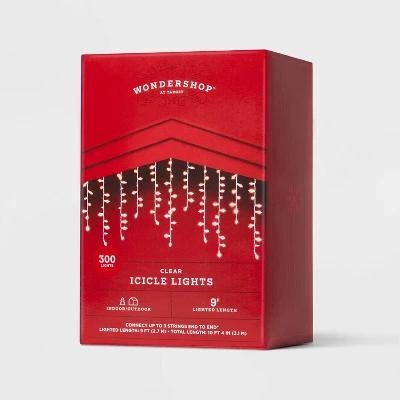 300ct High Density Christmas Icicle Lights Clear With White Wire - Wondershop™: Indoor/Outdoor, Incandescent 3 300ct High Density Christmas Icicle Lights Clear With White Wire - Wondershop™: Indoor/Outdoor, Incandescent - Image 3