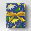 30” 125 Sq Ft Christmas Roll Wrap Dinosaurs On Blue - Wondershop™