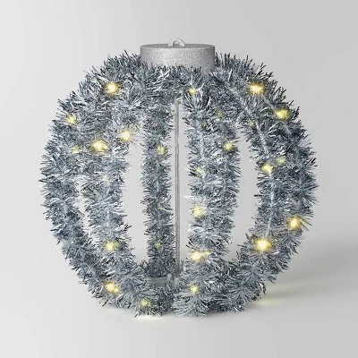 LED Christmas Hanging Tinsel Sphere With Warm White Lights - Wondershop™ 4 LED Christmas Hanging Tinsel Sphere With Warm White Lights - Wondershop™ - Image 4