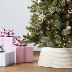 26" Roll-Up Rope Christmas Tree Collar Ivory - Wondershop™