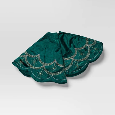48" Christmas Dia Art Deco Embellished Soft Velvet Tree Skirt Green - Wondershop™ 2 48" Christmas Dia Art Deco Embellished Soft Velvet Tree Skirt Green - Wondershop™ - Image 2