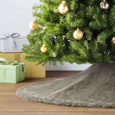 48" Faux Fur Christmas Tree Skirt Gray - Wondershop™ 1 48" Faux Fur Christmas Tree Skirt Gray - Wondershop™