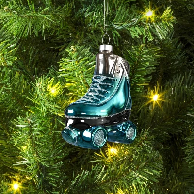 4.5" Christmas Glass Roller Skate Ornament Silver/Blue - Wondershop™ 1 4.5" Christmas Glass Roller Skate Ornament Silver/Blue - Wondershop™