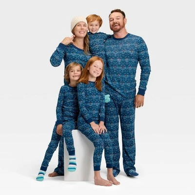 Women's Hanukkah Ribbed Long Sleeve Shirt And Pants Holiday Matching Family Pajama Set - Wondershop™ Blue 3 Women's Hanukkah Ribbed Long Sleeve Shirt And Pants Holiday Matching Family Pajama Set - Wondershop™ Blue - Image 3