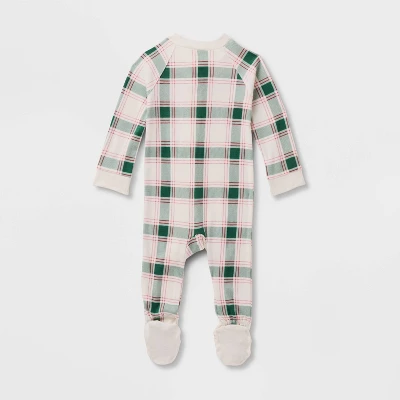 Baby Plaid Ribbed Holiday Matching Family Footed Pajama - Wondershop™ Cream 1 Baby Plaid Ribbed Holiday Matching Family Footed Pajama - Wondershop™ Cream
