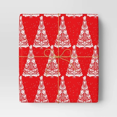30” 20 Sq Ft Christmas Roll Wrap White Trees On Red - Wondershop™ 1 30” 20 Sq Ft Christmas Roll Wrap White Trees On Red - Wondershop™