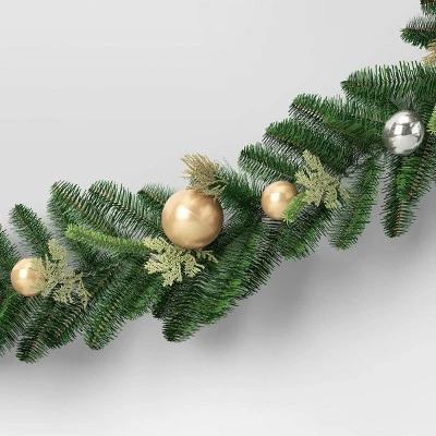 6' Decorated Mixed Greenery Christmas Artificial Garland Green/Champagne Gold - Wondershop™ 2 6' Decorated Mixed Greenery Christmas Artificial Garland Green/Champagne Gold - Wondershop™ - Image 2